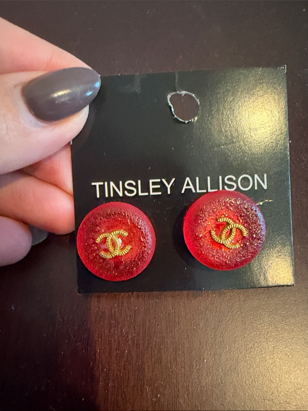 Designer repurposed button earrings.